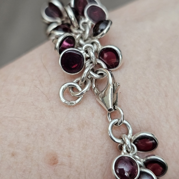 Silpada Sterling Silver Garnet Stone Cha Cha Bracelet B1049 - Picture 16 of 16